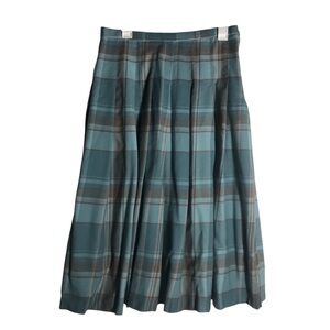 Pendleton Blue and Brown Plaid Midi Skirt